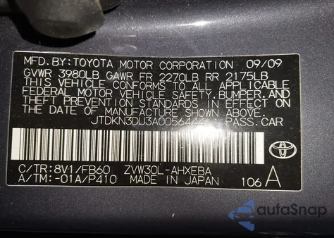 2010 Toyota Prius Iii z USA, uszkodzony, nr VIN JTDKN3DU3A0056444